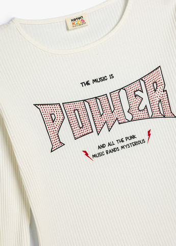 Молочный демисезонный кэжуал лонгслив KOTON с надписями