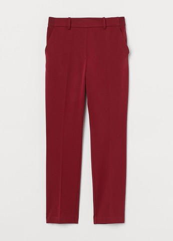 Темно-красные кэжуал демисезонные прямые, укороченные брюки H&M