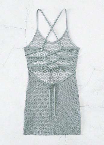 Серо-голубое пляжное платье с открытой спиной SHEIN однотонное