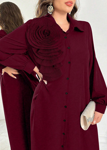 Темно-бордова святковий, вечірня сукня а-силует, сукня-сорочка SHEIN однотонна