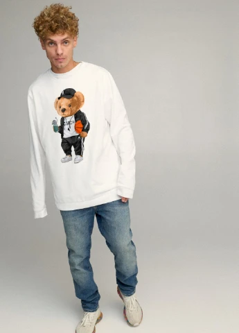 Білий світшот чоловічий oversize /no flis/ YAPPI малюнок (251791292)