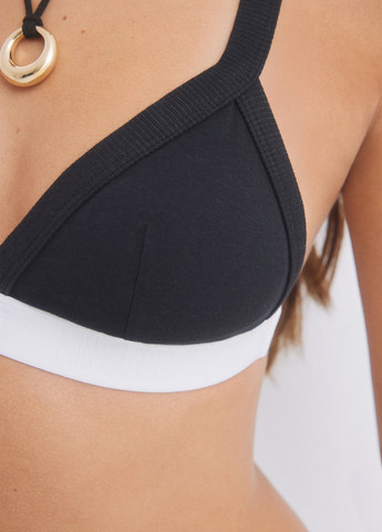 Чёрный триэнджел бюстгальтер Hi&Bye без косточек хлопок