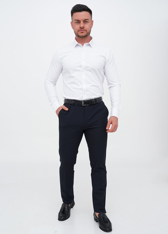 Темно-синие кэжуал, классические демисезонные зауженные брюки Trend Collection