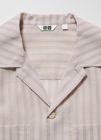 Розовая кэжуал рубашка в полоску Uniqlo