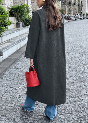 Темно-сіре демісезонне Пальто двобортне SHEIN