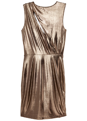 Золотистое кэжуал платье H&M однотонное