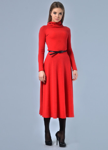 Красное кэжуал платье клеш, платье-свитер Lila Kass
