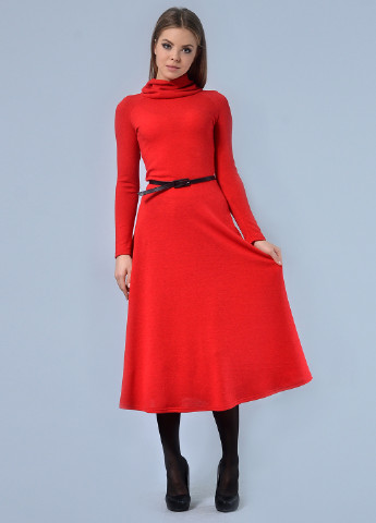 Красное кэжуал платье клеш, платье-свитер Lila Kass