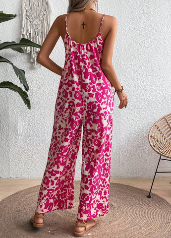 Комбінезон SHEIN леопардовий рожевий кежуал поліестер