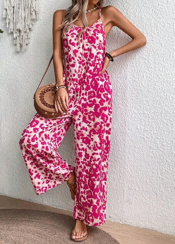 Комбінезон SHEIN леопардовий рожевий кежуал поліестер