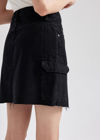 Черная джинсовая однотонная юбка DeFacto карго