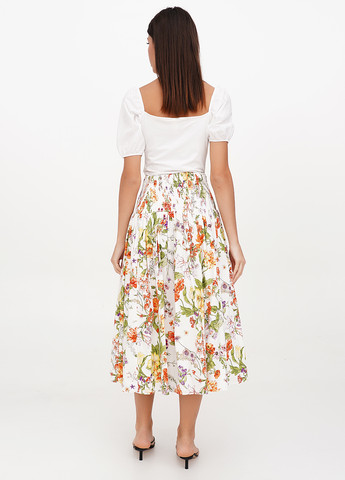 Белая кэжуал цветочной расцветки юбка J.Crew а-силуэта (трапеция)