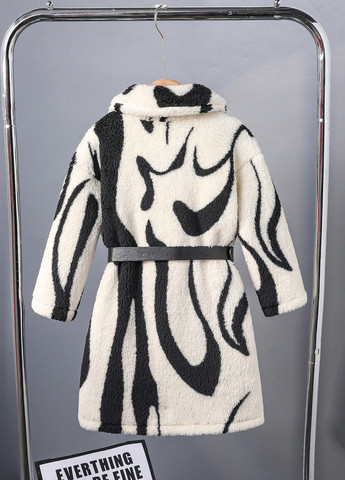 Чорно-білий зимнє Пальто однобортне SHEIN