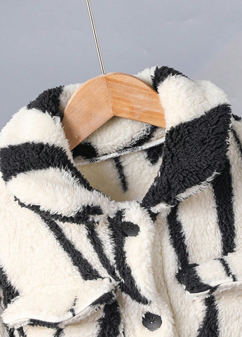 Чорно-білий зимнє Пальто однобортне SHEIN