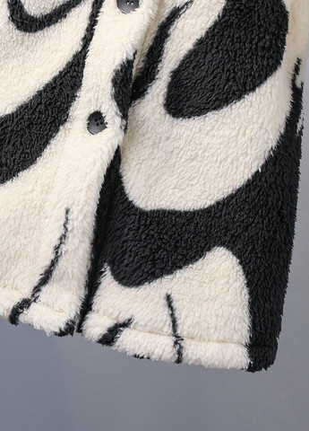 Чорно-білий зимнє Пальто однобортне SHEIN