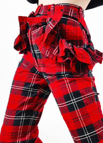Красные кэжуал демисезонные укороченные, прямые брюки H&M