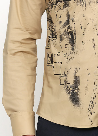 Бежевая кэжуал рубашка с рисунком MA&GI с длинным рукавом