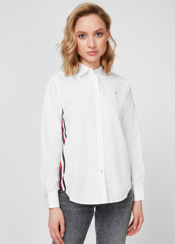 Белая кэжуал рубашка с логотипом Tommy Hilfiger