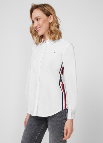 Белая кэжуал рубашка с логотипом Tommy Hilfiger
