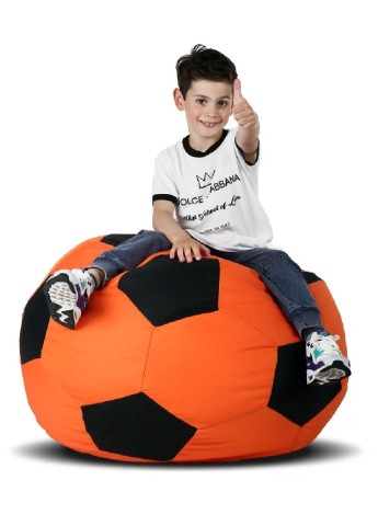 Бескаркасное кресло мешок мяч футбольный 70х70 см (31242-Нов) Оранжевый с черным Francesco Marconi (251157608)