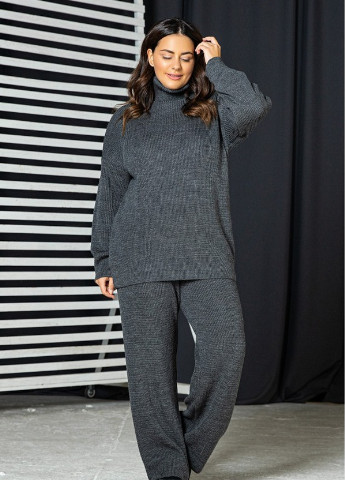 Вязаный костюм "Адель" - темно-серый - Size+ Prima Fashion Knit Рост 170 см, размер 52-54 однотонный серый