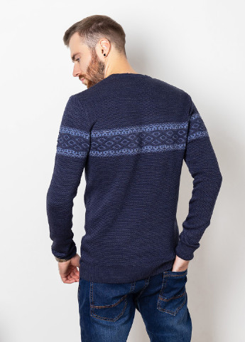 Темно-синий демисезонный свитер мужской джемпер ISSA PLUS GN4-75
