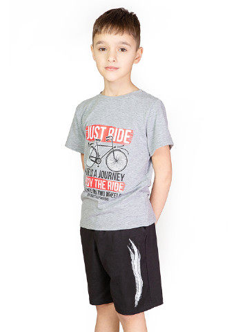 Серый летний комплект для мальчика (футболка с шортами) Kosta