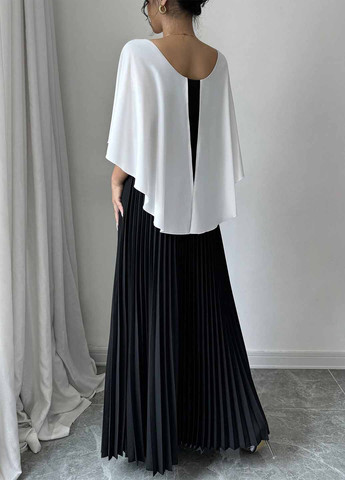 Чорно-білий святковий, вечірня сукня плісована SHEIN однотонна