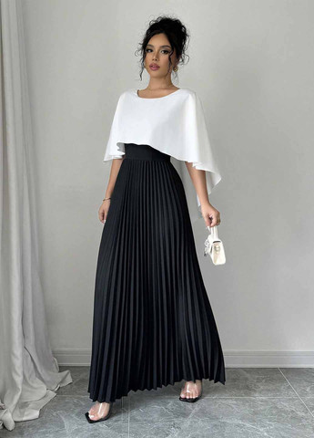 Чорно-білий святковий, вечірня сукня плісована SHEIN однотонна