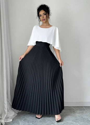 Чорно-білий святковий, вечірня сукня плісована SHEIN однотонна