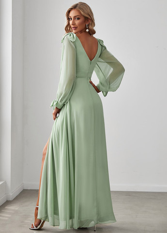 Мятное вечернее платье а-силуэт, с открытой спиной SHEIN однотонное