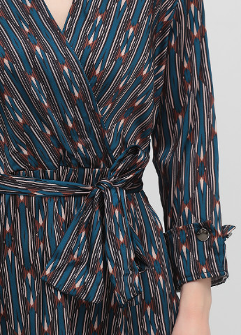 Темно-синее кэжуал платье на запах PDK с абстрактным узором