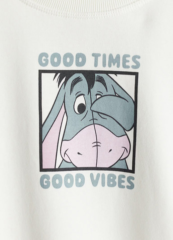 H&M свитшот персонажи молочный кэжуал хлопок, трикотаж с начесом