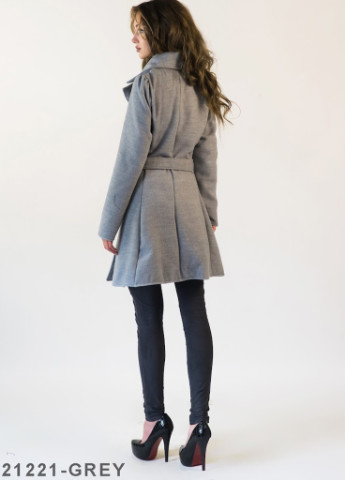Сіре демісезонне Сіре пальто з кашеміру з широким відкидним коміром Podium
