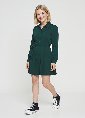 Изумрудное кэжуал платье рубашка House однотонное