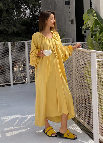 Жовтий домашній, пляжна сукня оверсайз SHEIN однотонна
