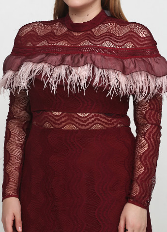 Бордовое коктейльное платье а-силуэт Three Floor однотонное