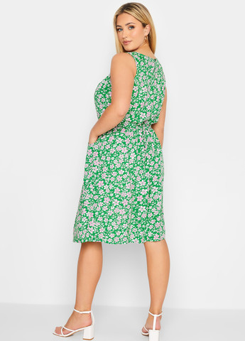Зеленое кэжуал платье колокол Yours Clothing с цветочным принтом