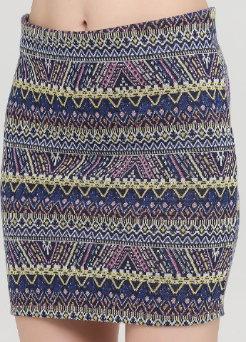 Светло-синяя кэжуал с абстрактным узором юбка C&A