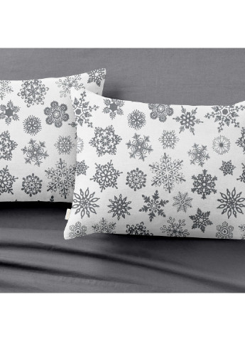 Комплект євро постільної білизни RANFORS GRAPHITE SNOWFLAKES GREY (наволочка 50х70 - 2 шт та підковдра 200х220) Cosas (251370452)