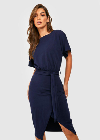 Темно-синя кежуал сукня Boohoo однотонна