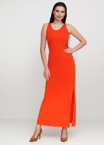 Оранжевое коктейльное платье Ralph Lauren однотонное