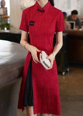 Красное праздничный, кэжуал платье а-силуэт SHEIN однотонное