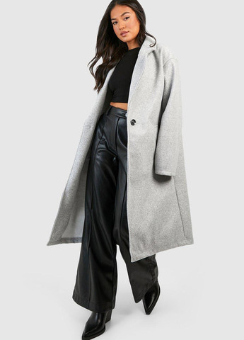 Светло-серое демисезонное Пальто однобортное Boohoo