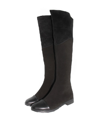 Женские черные сапоги ботфорты SAXO и на низком каблуке