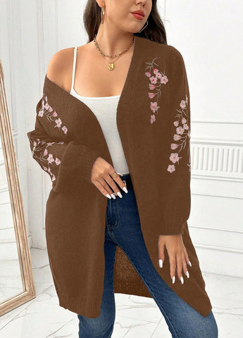 Коричневый демисезонный кардиган SHEIN