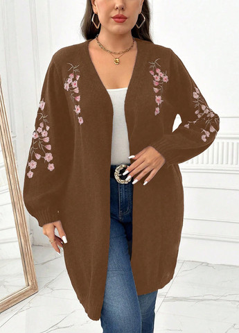 Коричневый демисезонный кардиган SHEIN