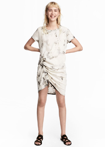 Светло-бежевое кэжуал платье H&M меланжевое