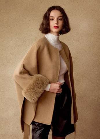 Світло-коричневе Кежуал напівпальто однобортне SHEIN однотонне