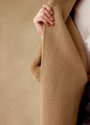 Світло-коричневе Кежуал напівпальто однобортне SHEIN однотонне